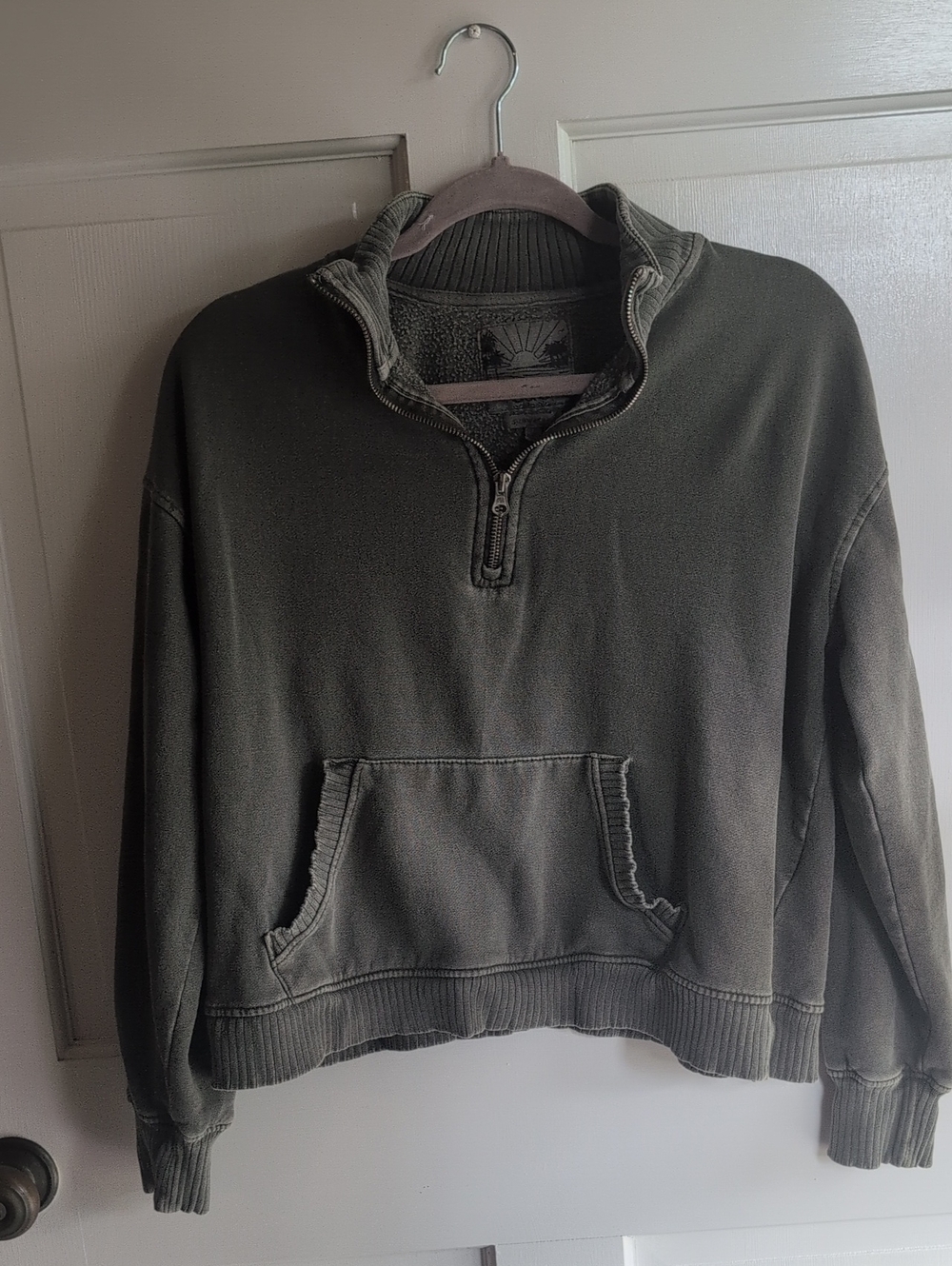 C.C . Olive Green Half-Zip Pullover Sweater